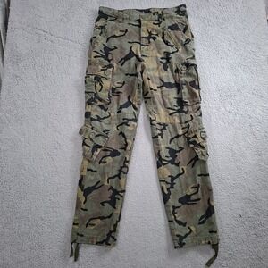 Unbranded Mens 32x31 Camo Combat Military Pants Cargo Pockets Zip Fly